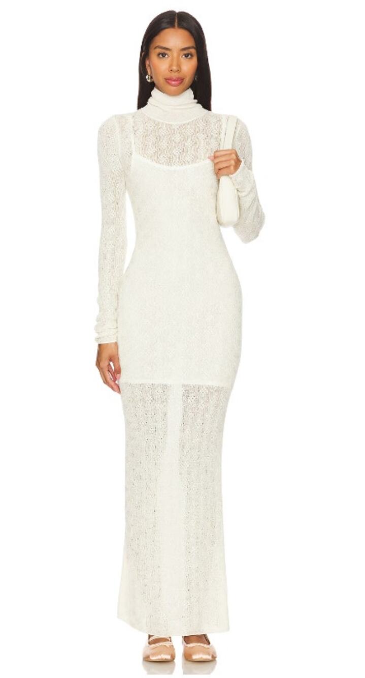A.L.C. Jayce Dress in Cream Alpaca Wool Slinky Knit Womans Large
